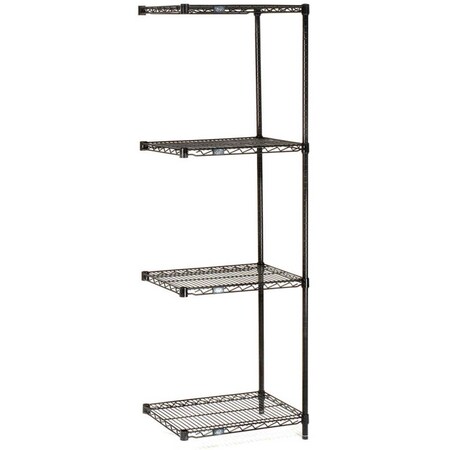 Nexel 5 Tier Black Epoxy Wire Shelving Add-On Unit, 24W x 21D x 74H A21247B5